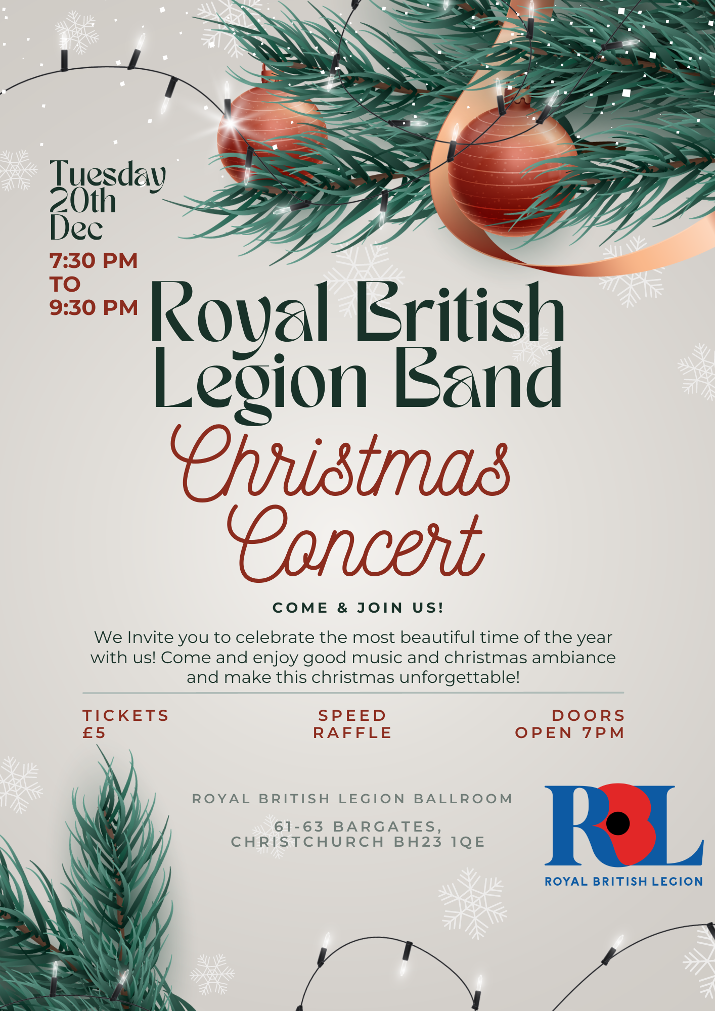 Royal British Legion Christmas Concert 20th December